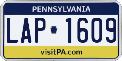 PA license plate LAP1609