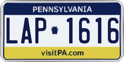 PA license plate LAP1616