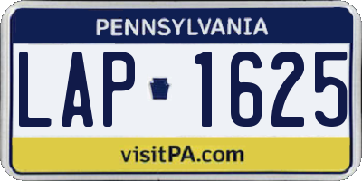 PA license plate LAP1625