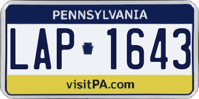 PA license plate LAP1643