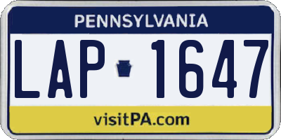 PA license plate LAP1647