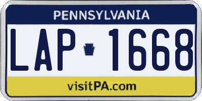 PA license plate LAP1668