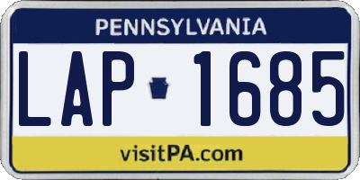 PA license plate LAP1685