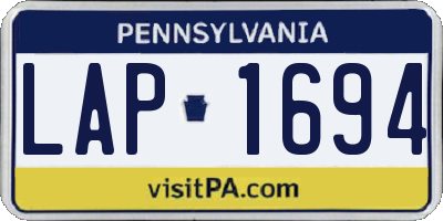 PA license plate LAP1694