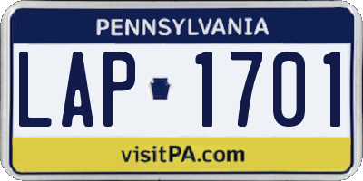 PA license plate LAP1701