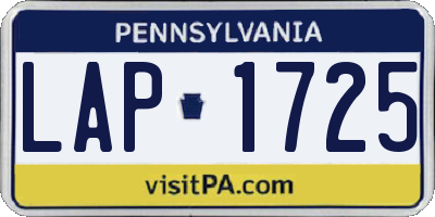 PA license plate LAP1725