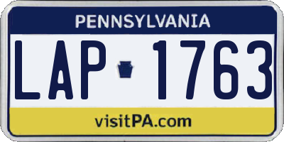 PA license plate LAP1763