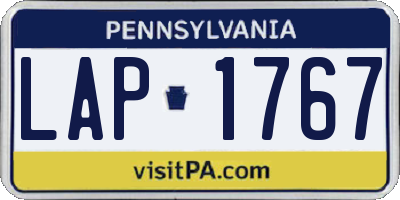 PA license plate LAP1767