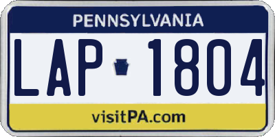 PA license plate LAP1804