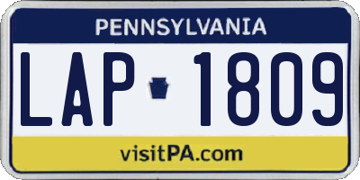 PA license plate LAP1809
