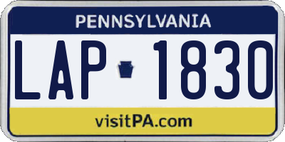 PA license plate LAP1830