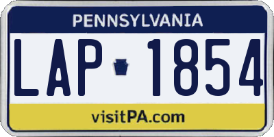 PA license plate LAP1854