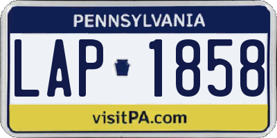 PA license plate LAP1858