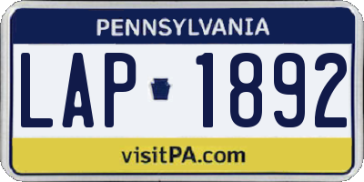 PA license plate LAP1892