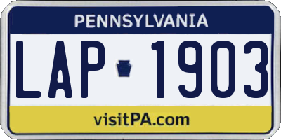 PA license plate LAP1903