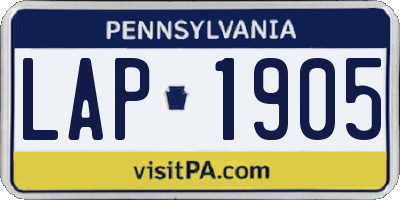 PA license plate LAP1905