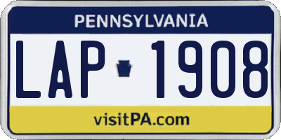 PA license plate LAP1908