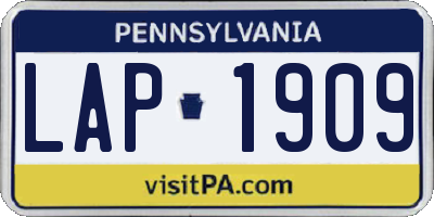 PA license plate LAP1909