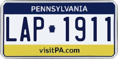 PA license plate LAP1911