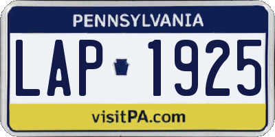PA license plate LAP1925