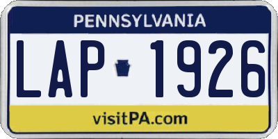 PA license plate LAP1926