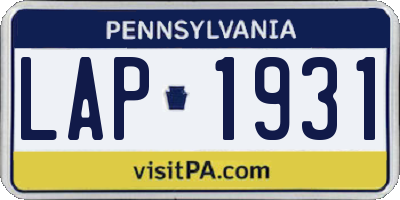 PA license plate LAP1931