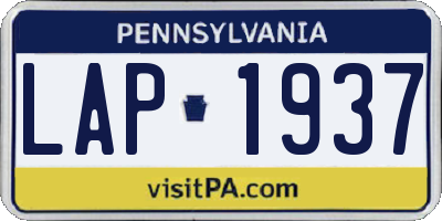 PA license plate LAP1937