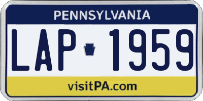 PA license plate LAP1959