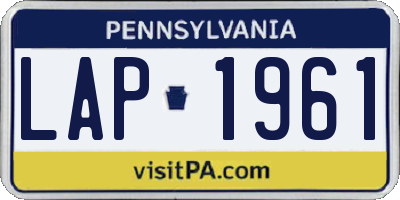 PA license plate LAP1961
