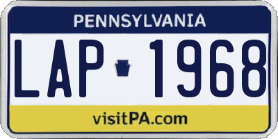 PA license plate LAP1968