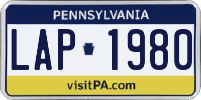 PA license plate LAP1980
