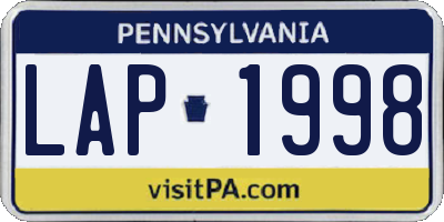 PA license plate LAP1998