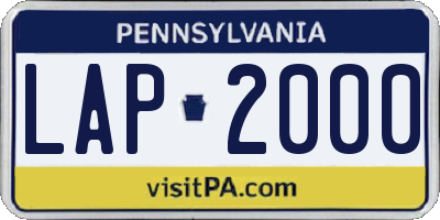 PA license plate LAP2000