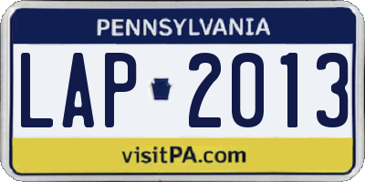 PA license plate LAP2013