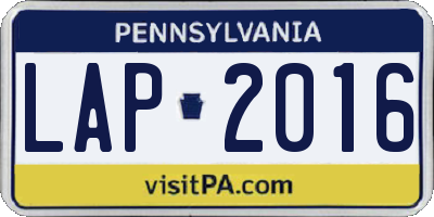 PA license plate LAP2016