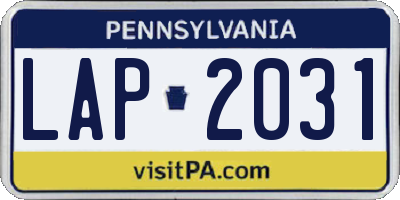 PA license plate LAP2031