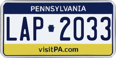 PA license plate LAP2033