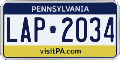 PA license plate LAP2034