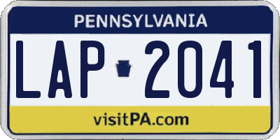 PA license plate LAP2041