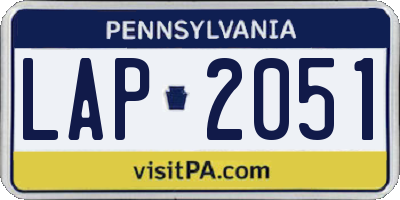 PA license plate LAP2051