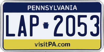 PA license plate LAP2053