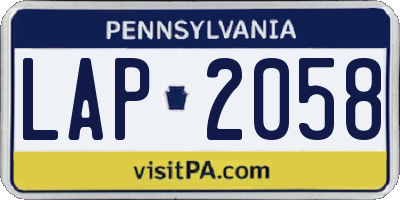 PA license plate LAP2058