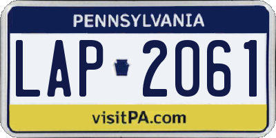 PA license plate LAP2061