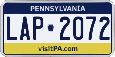 PA license plate LAP2072