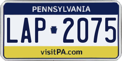 PA license plate LAP2075