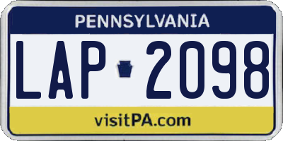 PA license plate LAP2098
