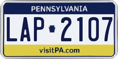PA license plate LAP2107
