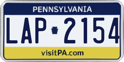 PA license plate LAP2154
