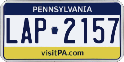 PA license plate LAP2157