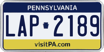 PA license plate LAP2189